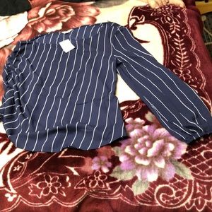 Brand New One Shoulder pin stripe blouse